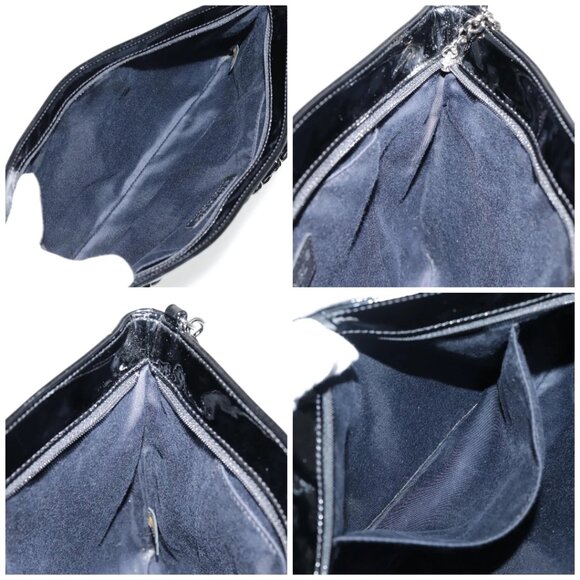 CHANEL Matelasse Chain Shoulder Bag Patent leather Black Silver CC Auth bs18654 - Picture 15 of 16